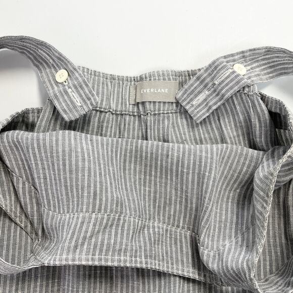 Everlane Womens Overalls 2 Blue Striped Linen Wide Leg Minimalist Boho Coastal - Picture 8 of 10
